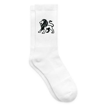 Löwen-Silhouette: kraftvolle Monochrom - Tennissocken - Weiß - Rechts