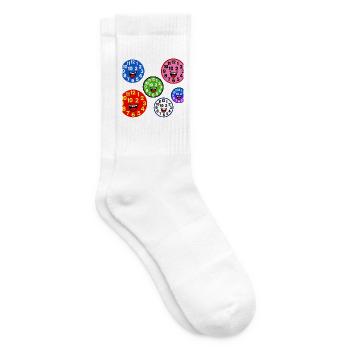 Bunte Lächelnde Uhren - Tennissocken - Weiß - Rechts