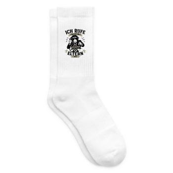 Ich rufe gleich deine Eltern an – Lustiger Spruch  - Tennissocken - Weiß - Rechts