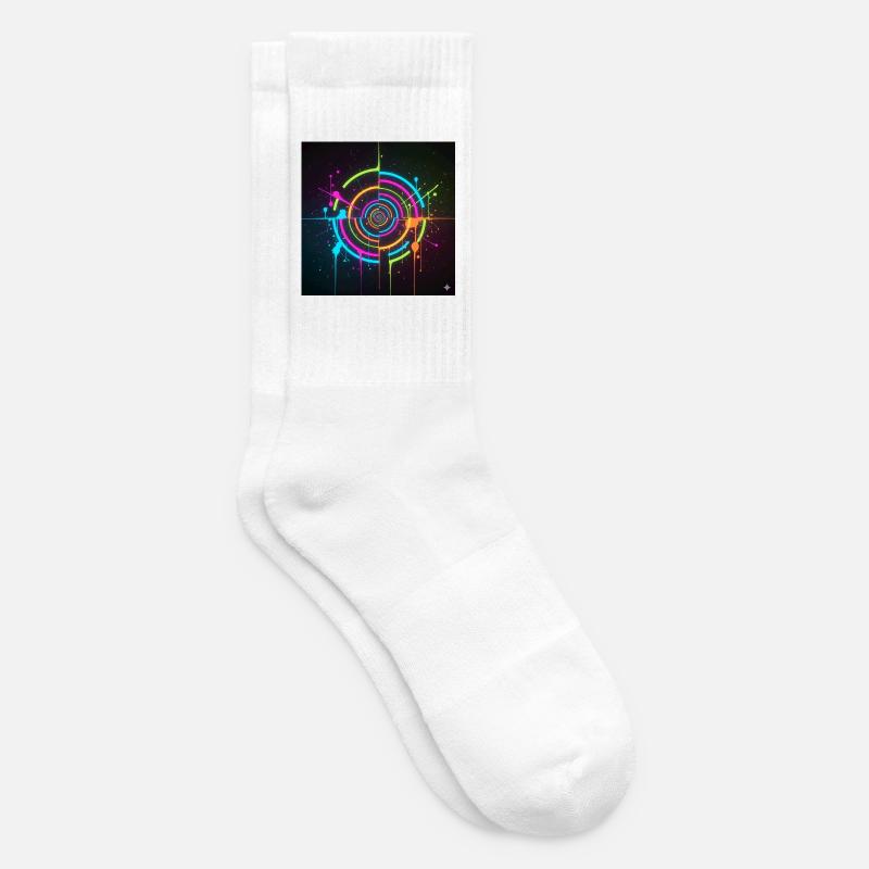 Éclaboussure de cercle néon - Chaussettes de tennis - blanc