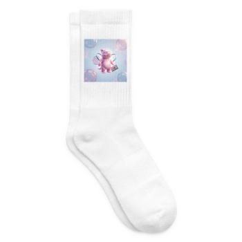 Bébé Dragon Rose avec cassette - Chaussettes de tennis - blanc - Droite