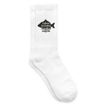 Karpfenleben: Schlafen und Angeln - Tennissocken - Weiß - Rechts