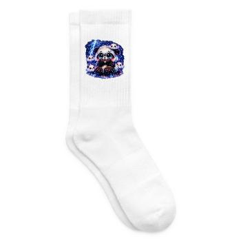 Panda de la peur de l’orage – Mignon, panique et duveteux - Chaussettes de tennis - blanc - Droite
