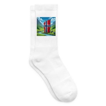 Drapeau norvégien en fitness en montagne - Chaussettes de tennis - blanc - Droite