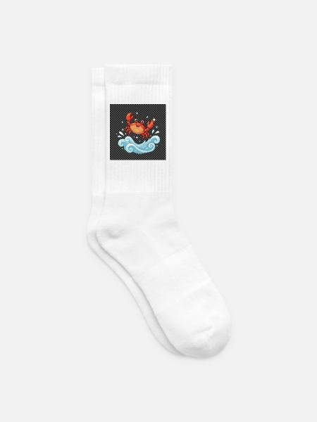 Crab surfs through waves - Tennis socks - white