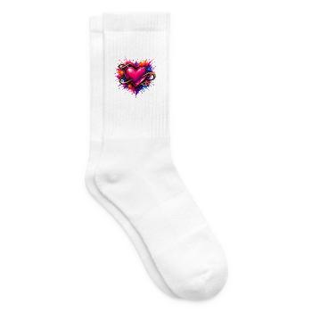 Herz mit Unendlichkeitszeichen und Farbexplosion - Tennissocken - Weiß - Rechts