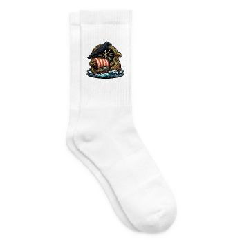 Rabenruder Viking-Schiff Emblem - Tennissocken - Weiß - Rechts