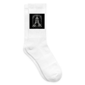Alchemical Hands in Prayer and Mystical Eye - Tennis socks - white - Right