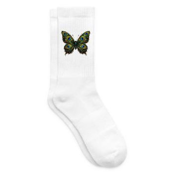 Butterfly with peacock feathers 2 - Tennis socks - white - Right