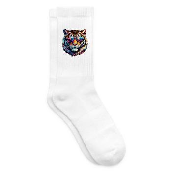 Psychedelic Tiger with Sunglasses - Tennis socks - white - Right