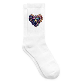 Colorful ram's head with sunglasses - Tennis socks - white - Right