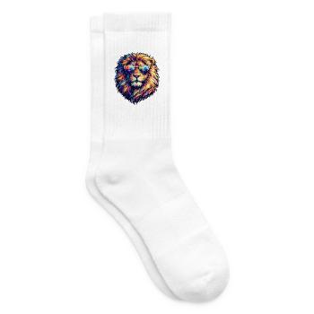 Neon lion with sunglasses - Tennis socks - white - Right