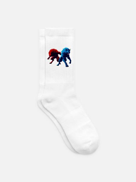 Zweifarbige Wölfe im Angriff - Tennissocken - Weiß