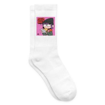 Gierige Burger Cartoon Motiv - Tennissocken - Weiß - Rechts