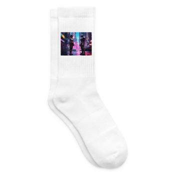 Neon Cyberpunk Begegnung - Tennissocken - Weiß - Rechts