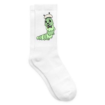 Niedliche Raupe – Cartoon Tier mit Schlips - Tennissocken - Weiß - Rechts