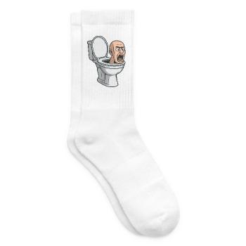 Toilet Head Meme – Viral Parody Design - Tennis socks - white - Right