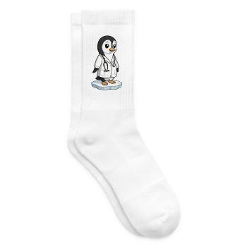 Pflege-Pinguin im Arztkittel - Tennissocken - Weiß - Rechts
