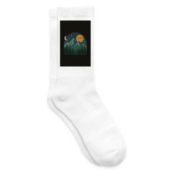 Nacht Berglandschaft Illustration - Tennissocken - Weiß - Rechts