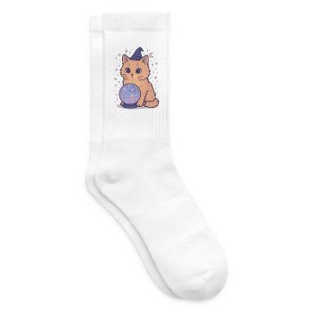 Katzenzauber im Weltraumkugel - Tennissocken - Weiß - Rechts