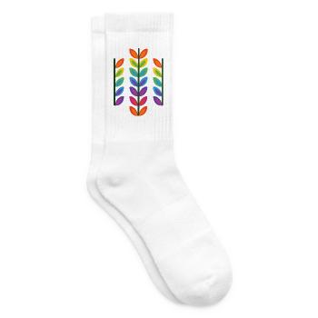 Rainbow leaf design in vibrant style - Tennis socks - white - Right