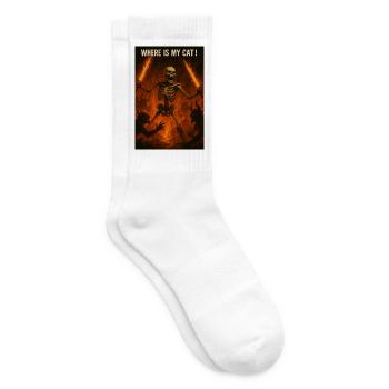 Where is my Cat! - Tennis socks - white - Right