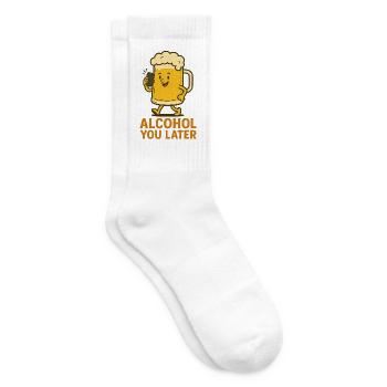 Alcohol You Later – Lustiges Trinkhumor Design - Tennissocken - Weiß - Rechts