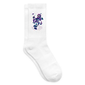 Space Gamer Sloth with Drink and Arcade - Tennis socks - white - Right