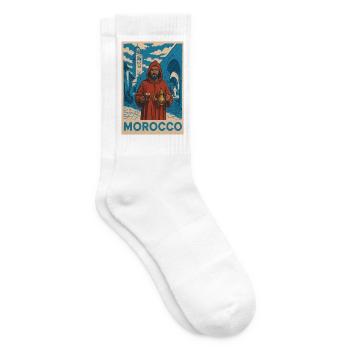 Traditional Morocco motif with tea lore - Tennis socks - white - Right