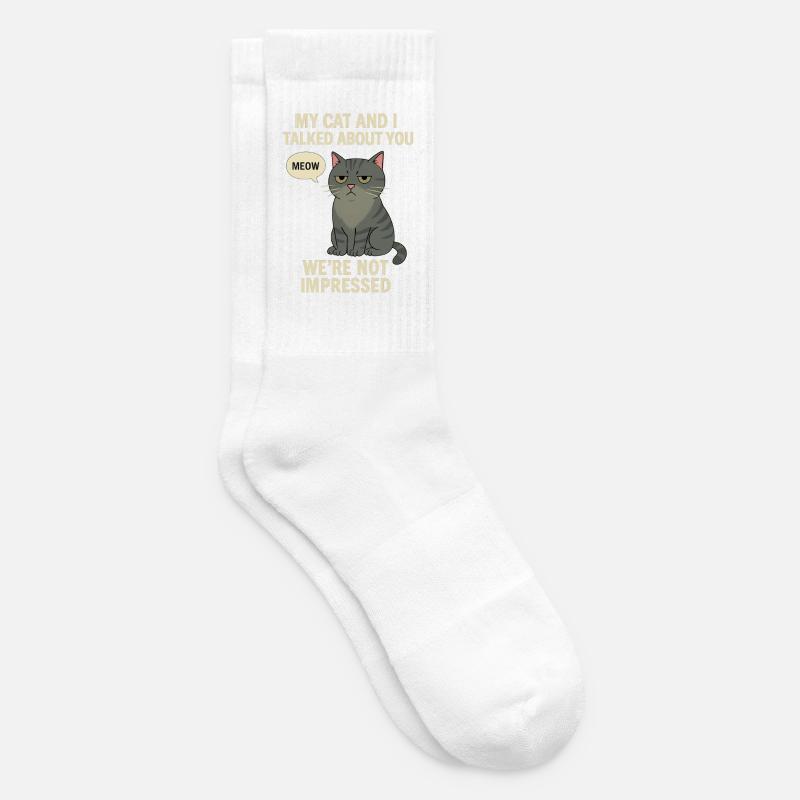 My cat and i Grumpy Kat met Humoristische Tekst - Chaussettes de tennis - blanc
