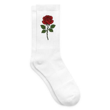Erchianische Rose mit grünen Blättern - Tennissocken - Weiß - Rechts