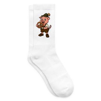 Humorous piglet with pretzel - Tennis socks - white - Right