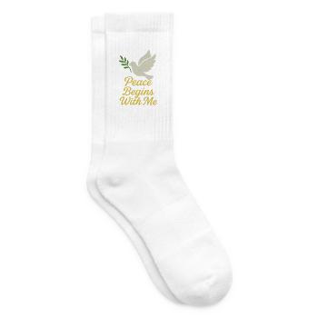 Peace Begins With Me Inspirational Design - Tennis socks - white - Right