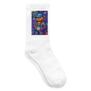 Bär im urbanen Retro-Modus - Tennissocken - Weiß - Rechts