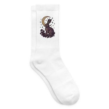 Celestial Hare Mystical Illustration - Tennis socks - white - Right
