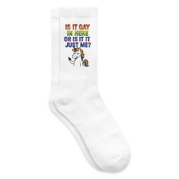 Humorvoller Regenbogen-Pony mit LGBTQ-Thematik - Tennissocken - Weiß - Rechts