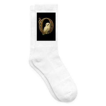 O – Magic ornament with snowy owl - Tennis socks - white - Right