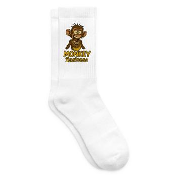 Funny Monkey with Necklace and Banana - Tennis socks - white - Right