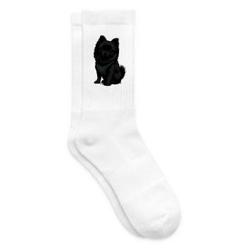 Schwarzer Spitz Hund mit Süssenblick - Tennissocken - Weiß - Rechts