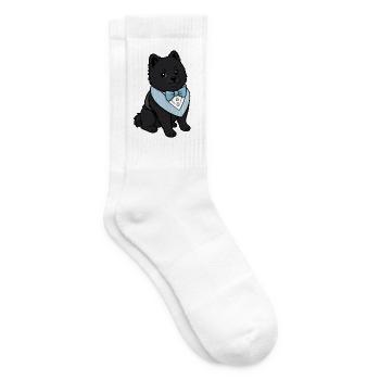 Eleganter Spitz Hund in Fliege - Tennissocken - Weiß - Rechts