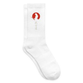 Samurai silhouette in front of a red sun – Bushidō - Tennis socks - white - Right