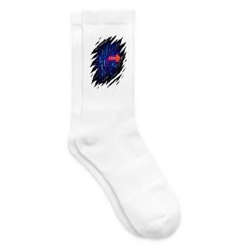 Circuit futuriste avec flèche au néon - Chaussettes de tennis - blanc - Droite