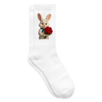 Chef Bunny mit Strauß roter Rosen - Tennissocken - Weiß - Rechts