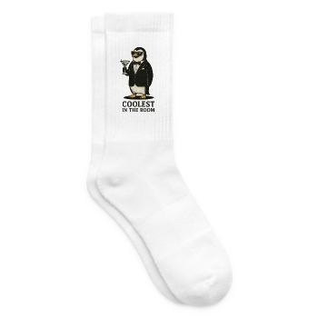 Elegant penguin with sunglasses - Tennis socks - white - Right