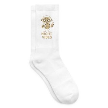 Nachtstimmung Eule mit Kopfhörern - Tennissocken - Weiß - Rechts