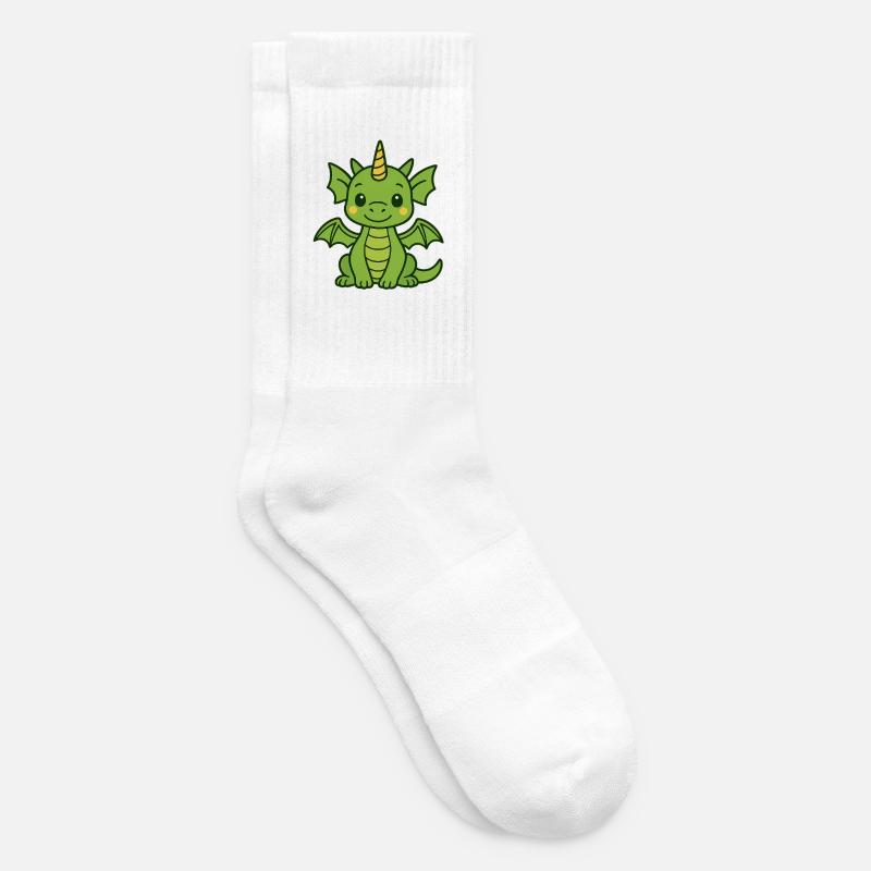 Drôle de dragon avec corne et ailes - Chaussettes de tennis - blanc