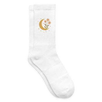 Mond und Blumen Illustrationsdesign - Tennissocken - Weiß - Rechts