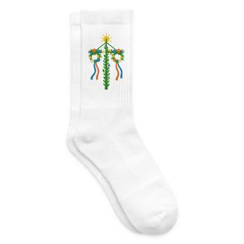 Schwedischer Mittsommerbaum mit Blumen und Bändern - Tennissocken - Weiß - Rechts