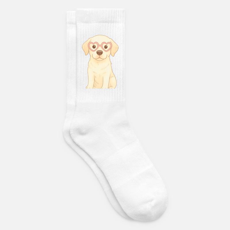 Verspielter Hund mit Herzbrille - Tennissocken - Weiß