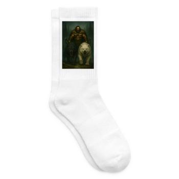 Nordischer Berserker mit Wölfen – Wikingerkrieger - Tennissocken - Weiß - Rechts